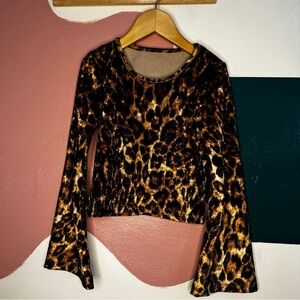 Girls cheetah top with bell sleeve